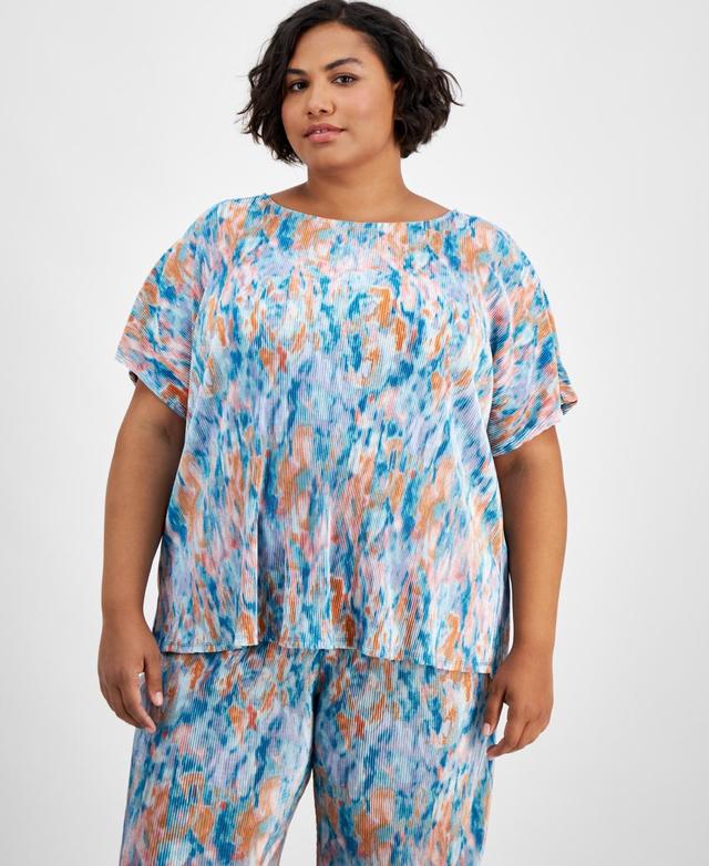 Jm Collection Plus Size Womens Pleated Dolman-Sleeve Top, Created for Macys Product Image