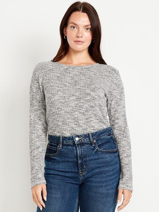 Plush-Knit Long-Sleeve T-Shirt Product Image