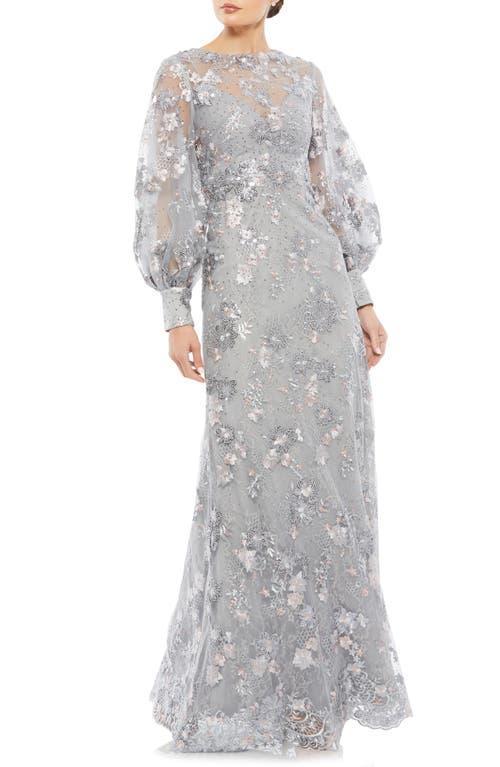 Mac Duggal Embellished Illusion High Neck Bishop Sleeve Gown Product Image