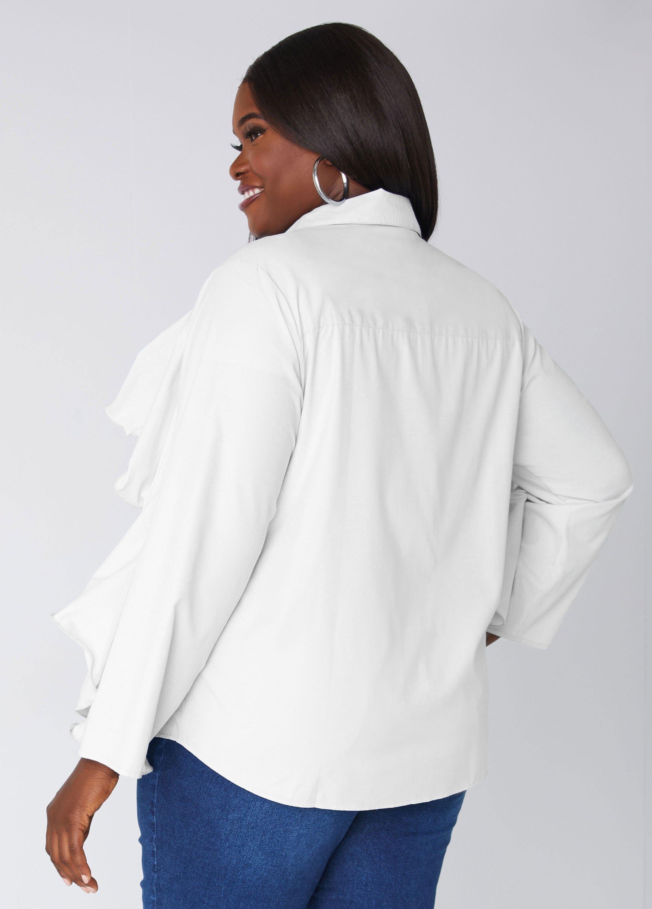 Ruffle Trimmed Collared Shirt Product Image