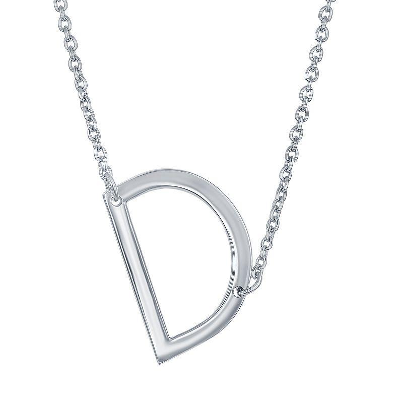 Sterling Silver Sideways Initial Necklace, Womens Sterling J Product Image