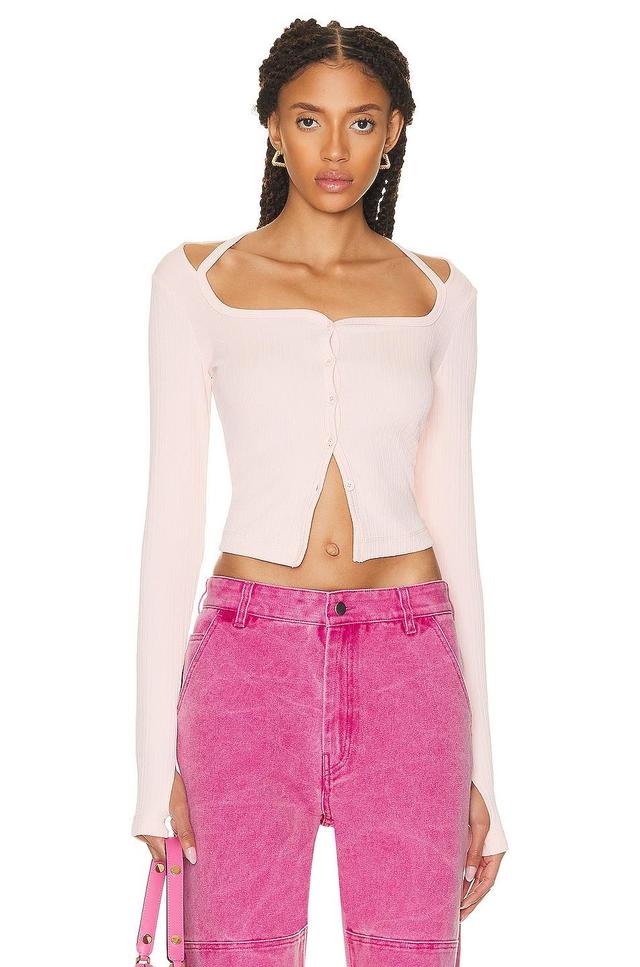 Helmut Lang Square Neck Cardigan in Blush Product Image