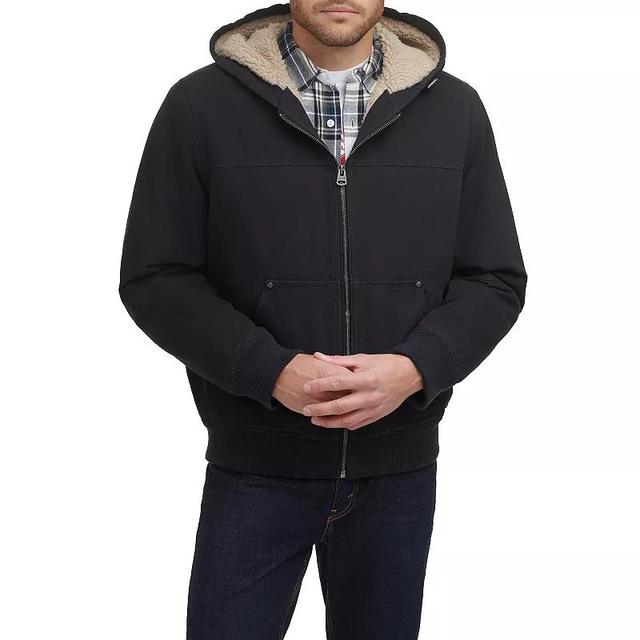 Levi's(r) Cotton Canvas Hooded Utility Jacket with Sherpa Lining (Navy) Men's Clothing Product Image