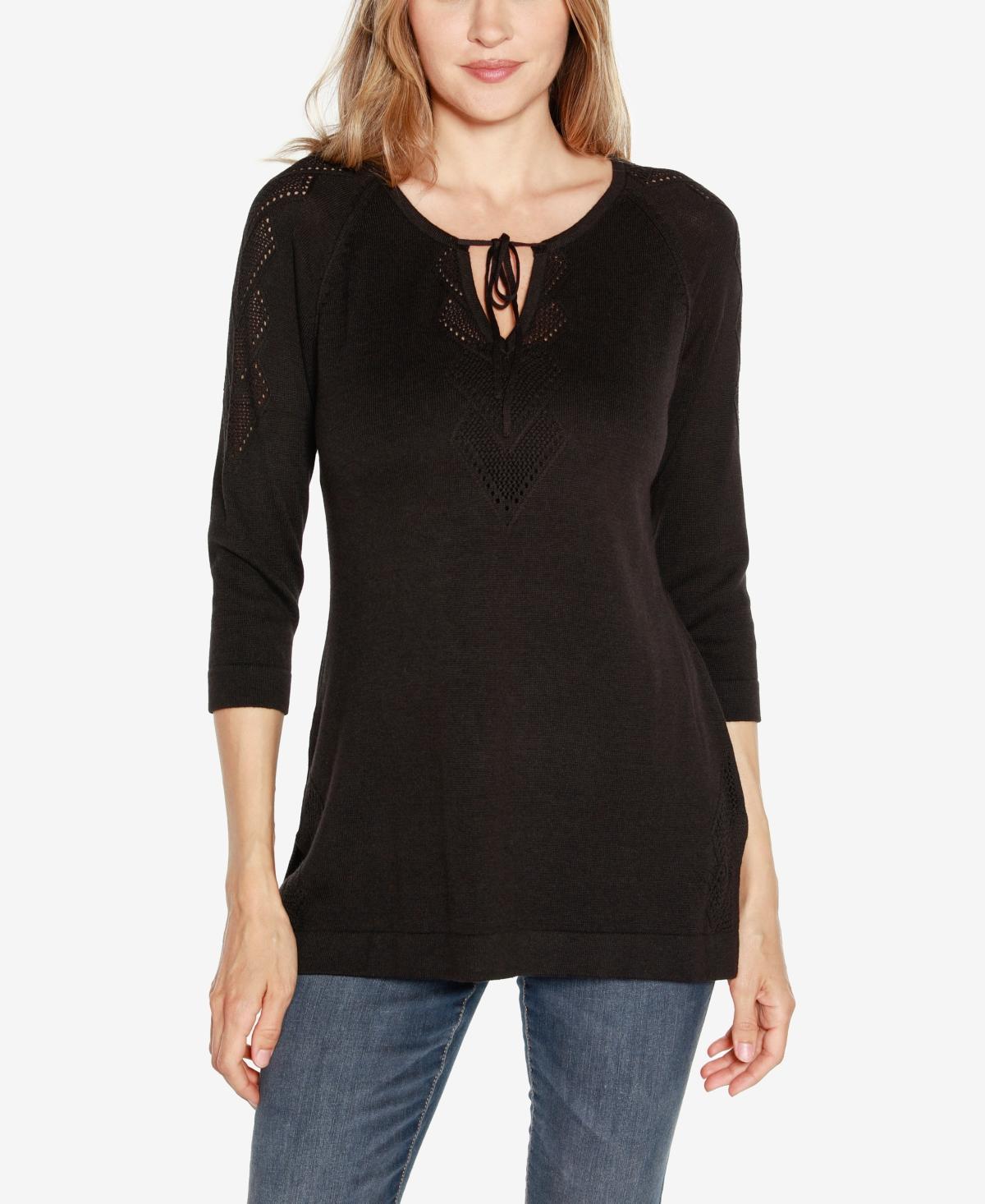 Belldini Womens Raglan Sleeve Pointelle Sweater Product Image