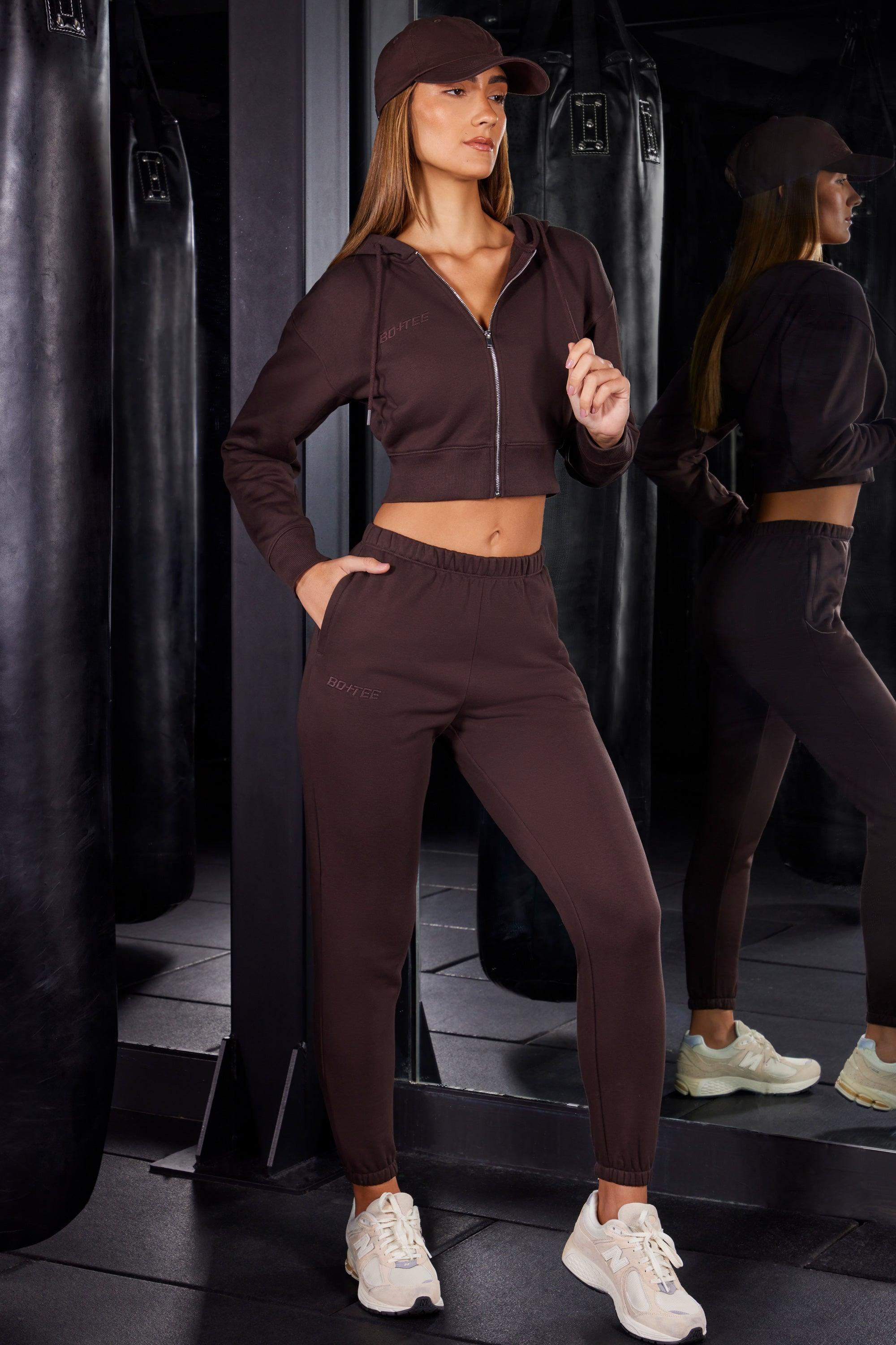 Slim Fit Jogger Bottoms in Brown Product Image