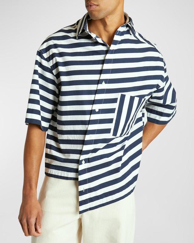 Mens Pablo Asymmetric Striped Sport Shirt Product Image