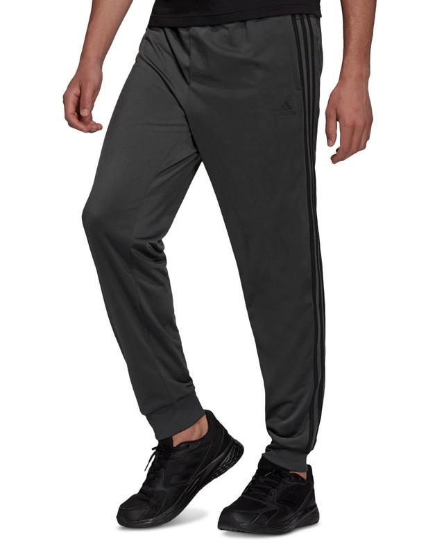 adidas Mens Essentials Warm-Up Tapered 3-Stripes Track Pants - Black/Black Product Image