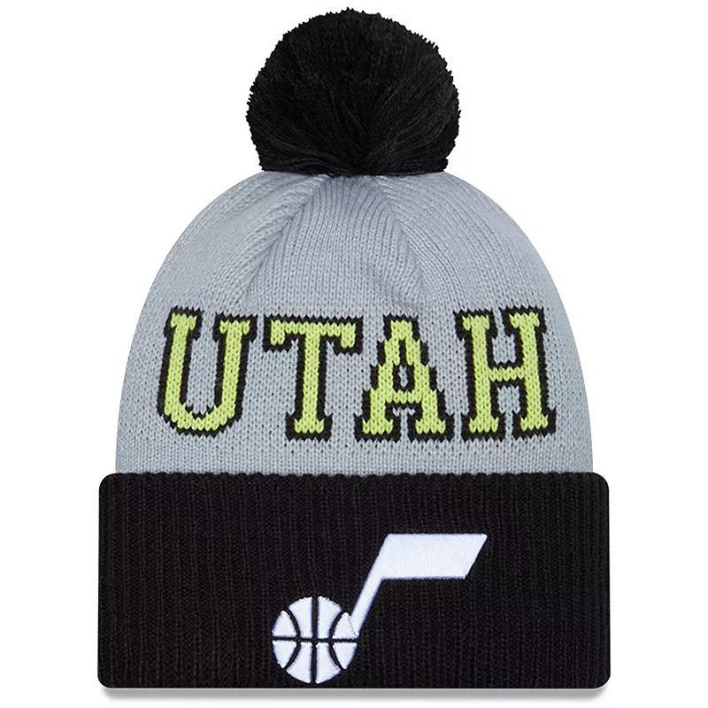 Mens New Era /Gray Utah Jazz Tip-Off Two-Tone Cuffed Knit Hat with Pom Product Image