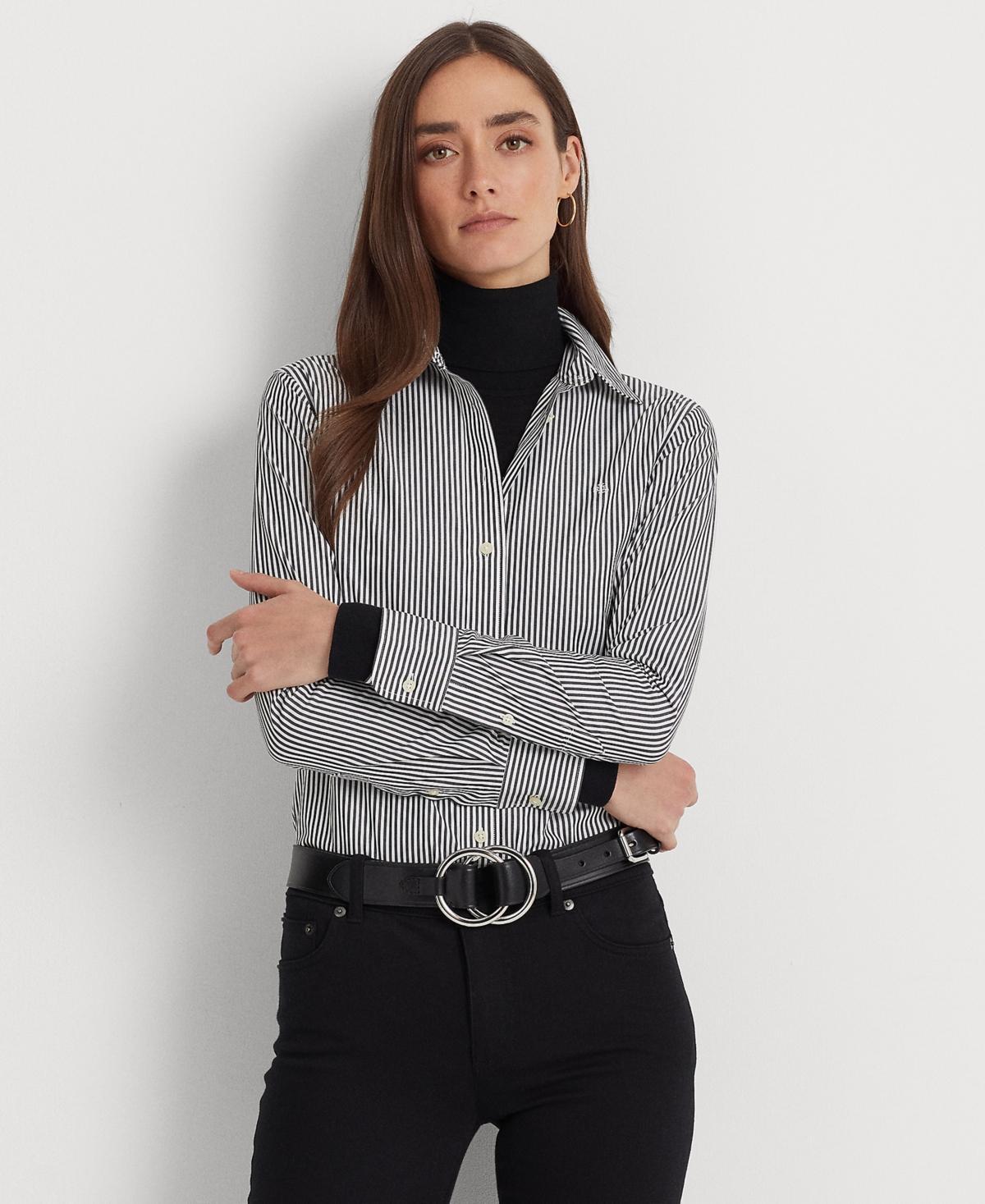 Lauren Ralph Lauren Easy Care Stretch Cotton Shirt Women's Short Sleeve Button Up Product Image