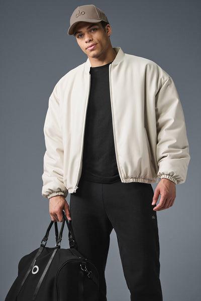 Faux Leather Premier Bomber - Bone Product Image