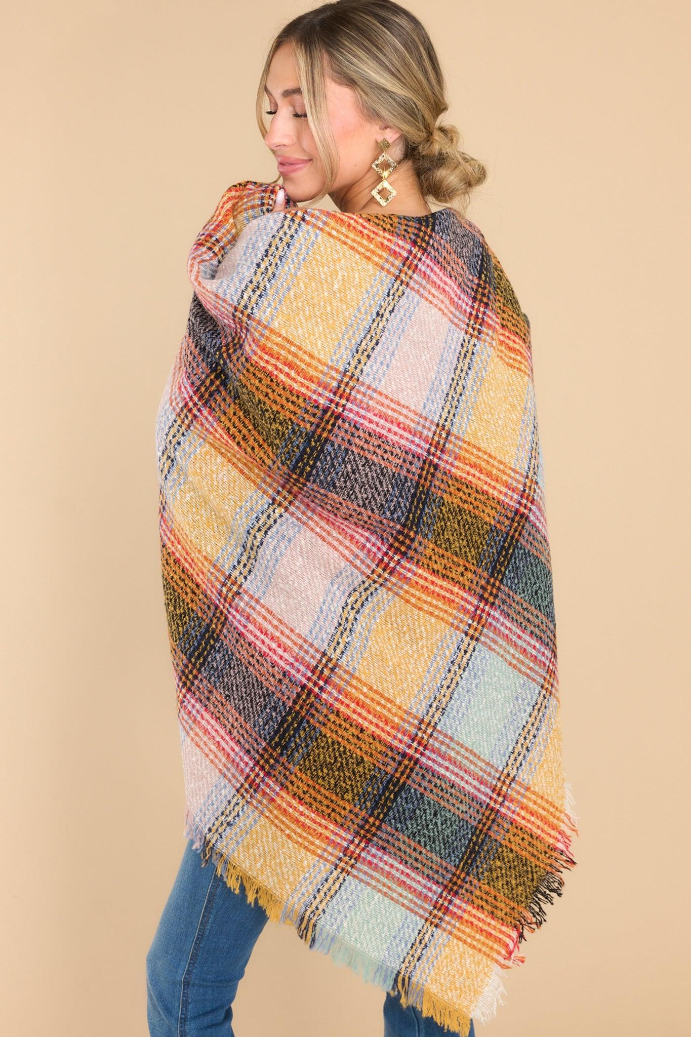 Heartwarming Smile Yellow Multi Plaid Scarf Product Image