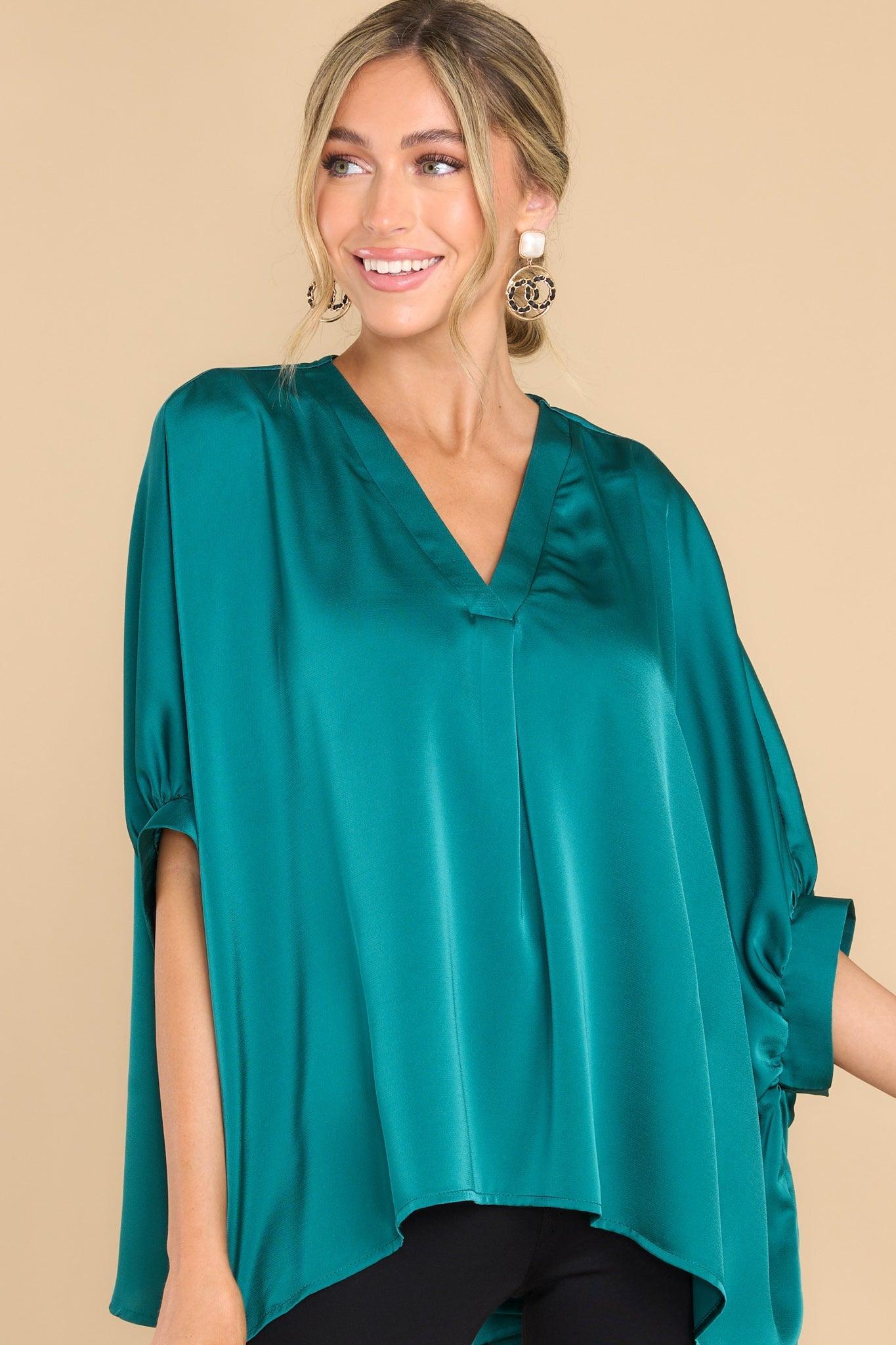 Fun And Flirty Hunter Green Top Product Image