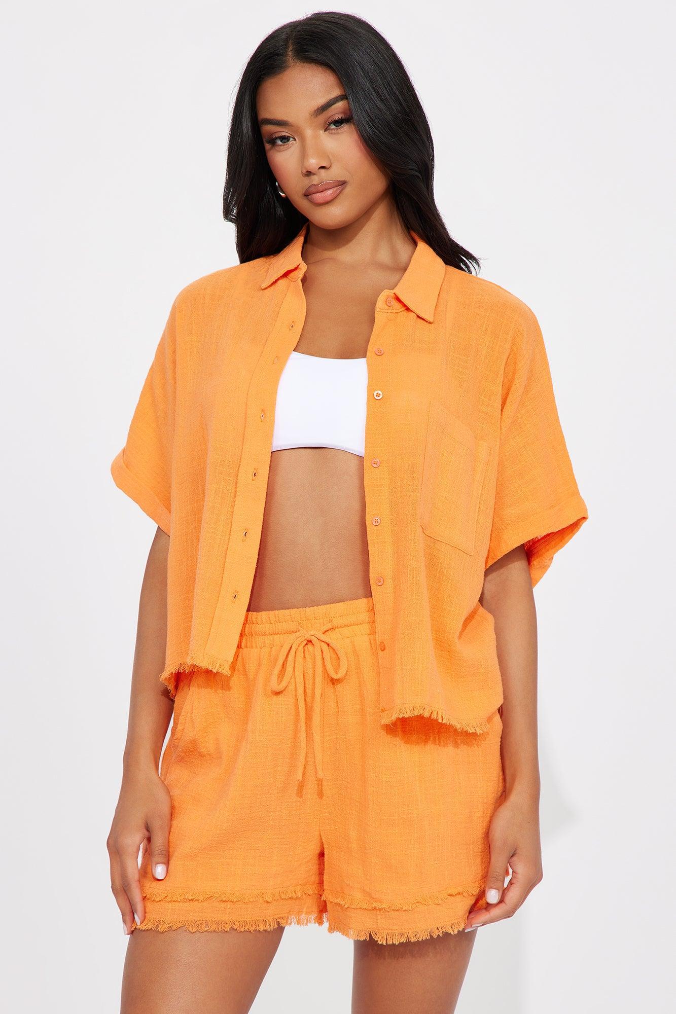 Easy Breezy Linen Short Set - Orange Product Image