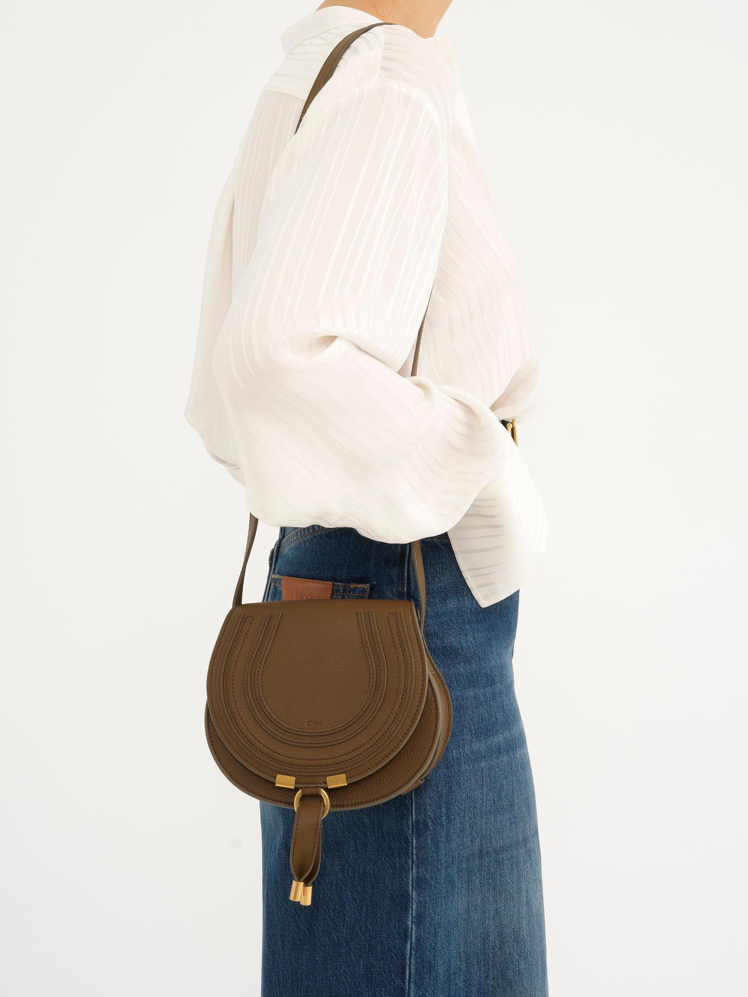 Small Marcie saddle bag in grained leather Product Image