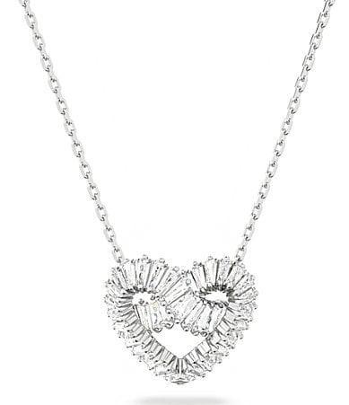 Womens Matrix Rhodium-Plated & Crystal Heart Pendant Necklace Product Image