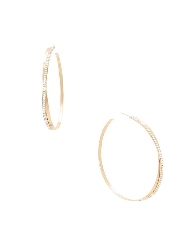 Womens Flawless 14K Yellow Gold & Diamond Hoop Earrings Product Image