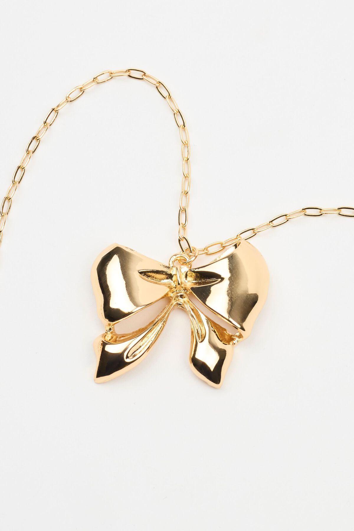 Oversized Metal Bow Necklace Product Image