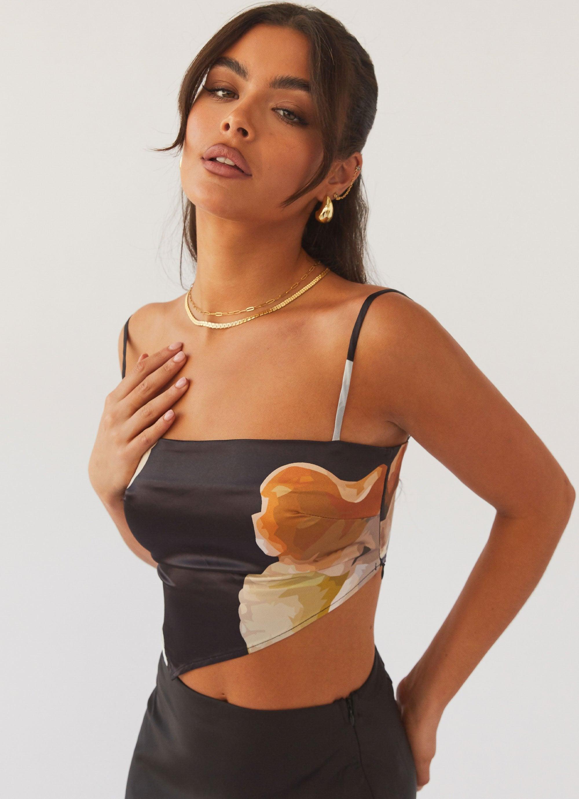 Secret Charm Crop Top - Black Orchid Product Image