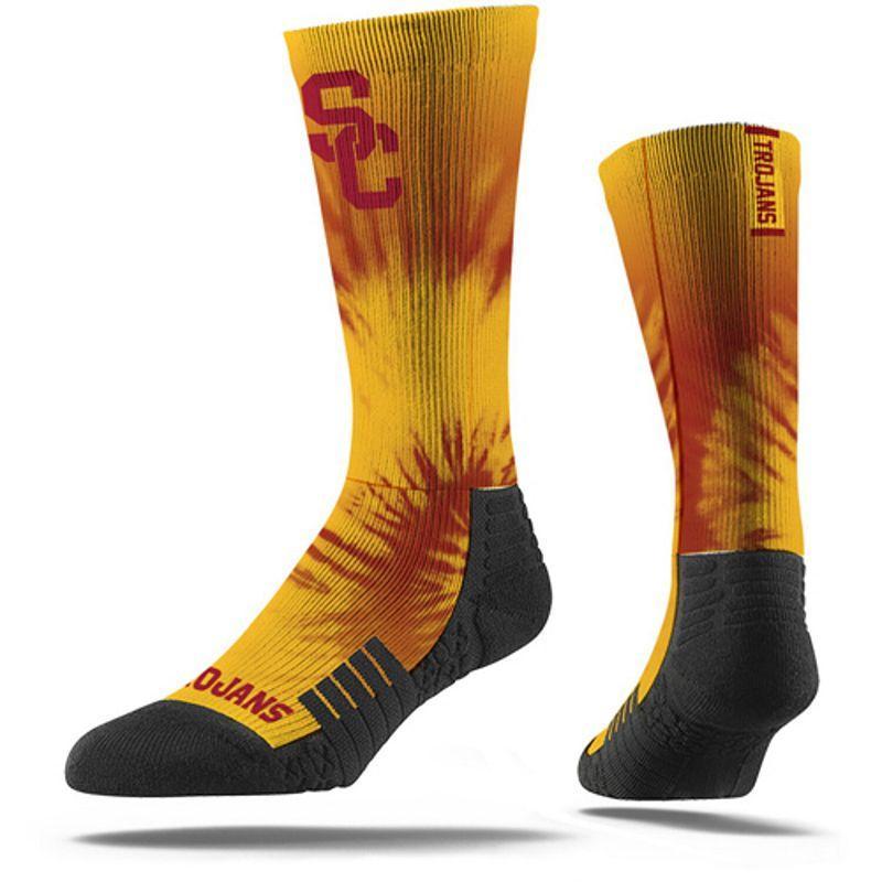 Mens Strideline USC Trojans Tye Dye Crew Socks Product Image