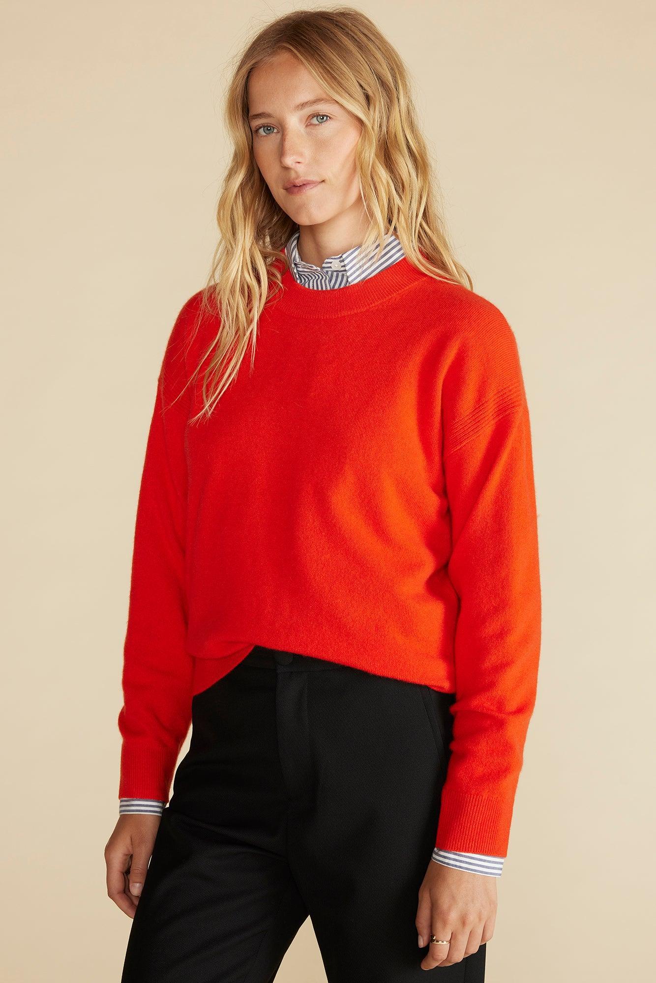 Pearl Cashmere Sweater - Clementine Orange Product Image