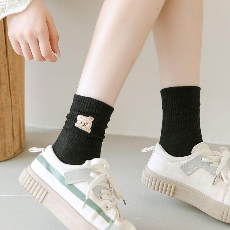 Set of 3: Bear Embroidered Socks Product Image