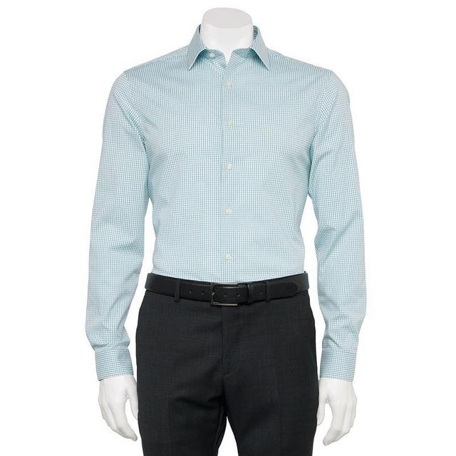 Mens Apt. 9 Premier Flex Slim-Fit Wrinkle Resistant Dress Shirt Blue Mini Gingham Product Image