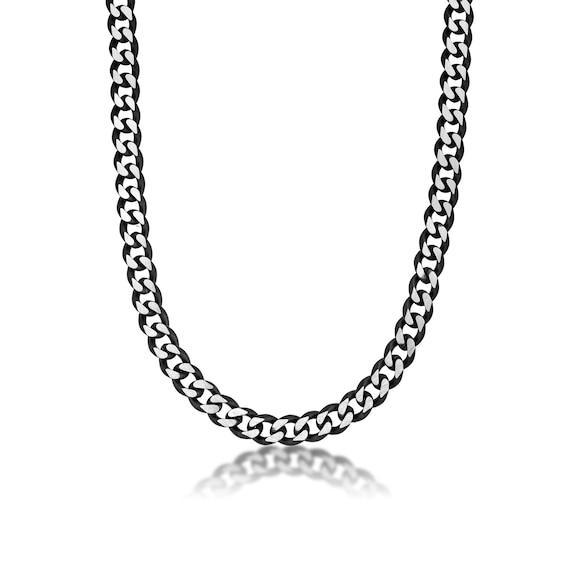 Men's 11.0mm Multi-Finish Curb Chain Necklace in Solid Stainless Steel and Black IP - 24" Product Image