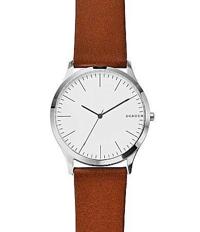 Skagen Mens Light Brown Leather Strap Watch 41mm SKW6331 - Brown Product Image