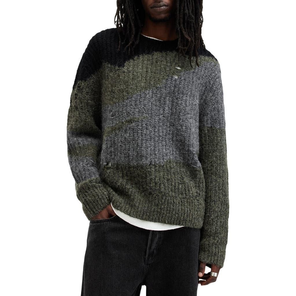 ALLSAINTS Sur Colorblock Alpaca Blend Sweater In Green/black Product Image