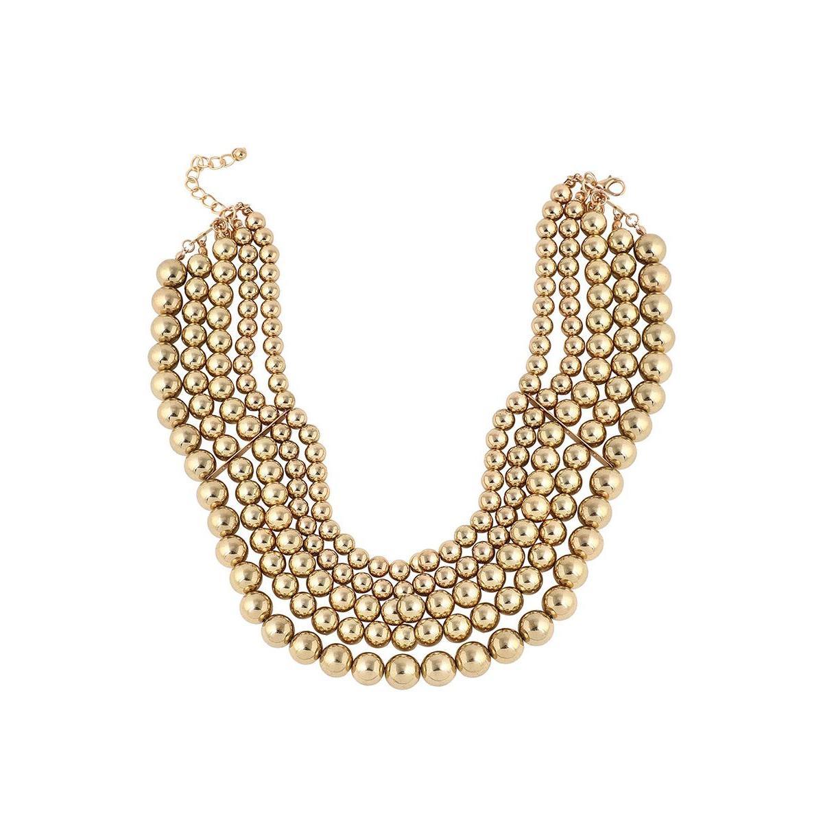 Sohi Womens Gold Metallic Beaded Cluster Necklace Product Image