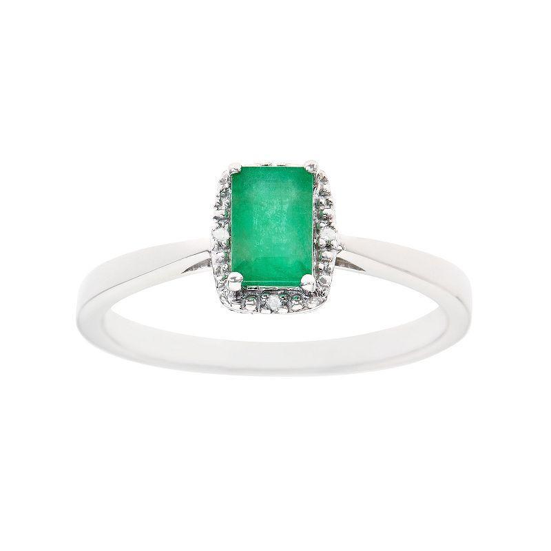 Emerald (5/8 ct. t.w.) and Diamond Accent Ring in Sterling Silver Product Image