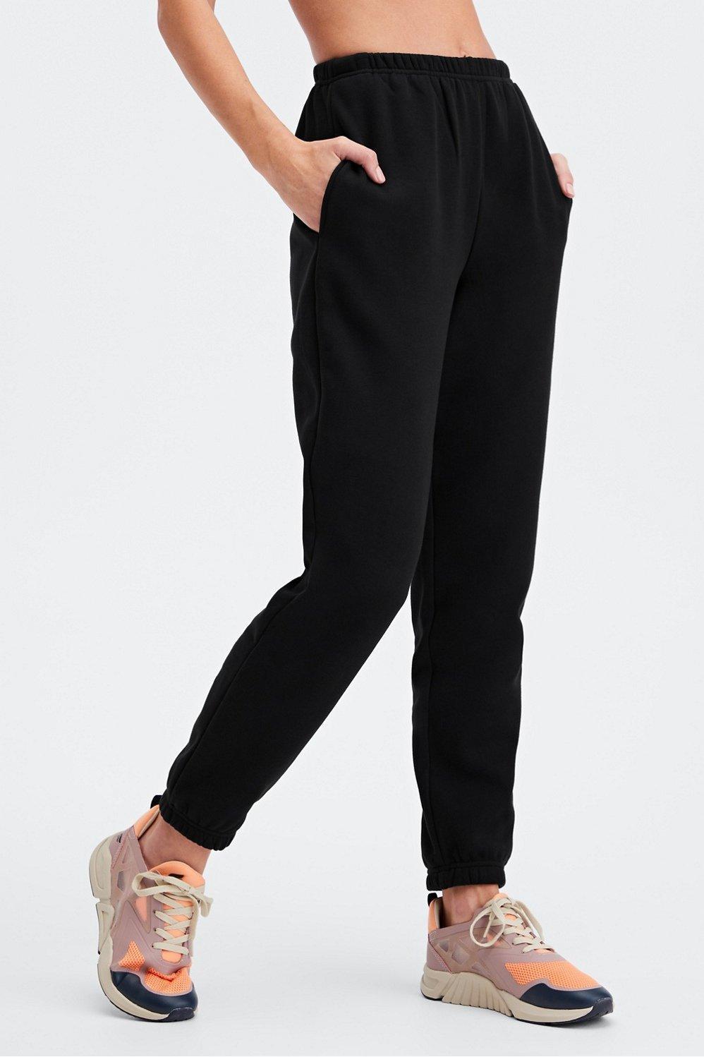 Fabletics Go-To High-Waisted Slim Sweatpant Womens black Size XS Product Image