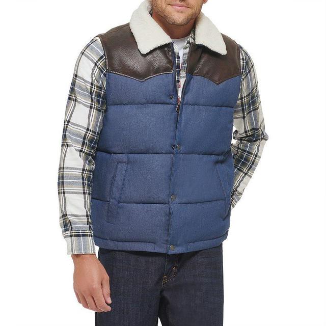 Mens Levis Out West Mixed Media Vest Blue Product Image