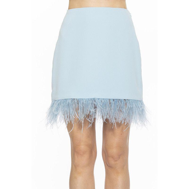 Womens ALEXIA ADMOR Flora Classic Mini Skirt With Feather Trim Product Image