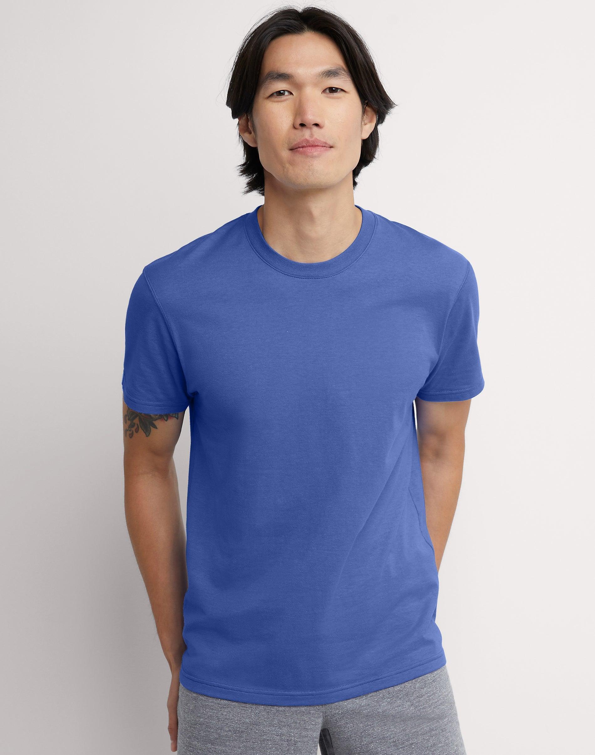 Hanes Originals Mens Cotton T-Shirt Deep Forte Blue 2XL Product Image