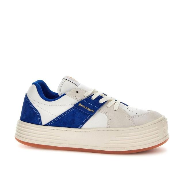 PALM ANGELS Leather Logo Sneakers In Blue Product Image