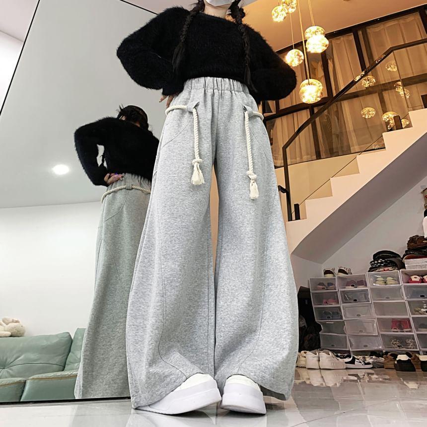 High Waist Plain Wide Leg Pants Product Image