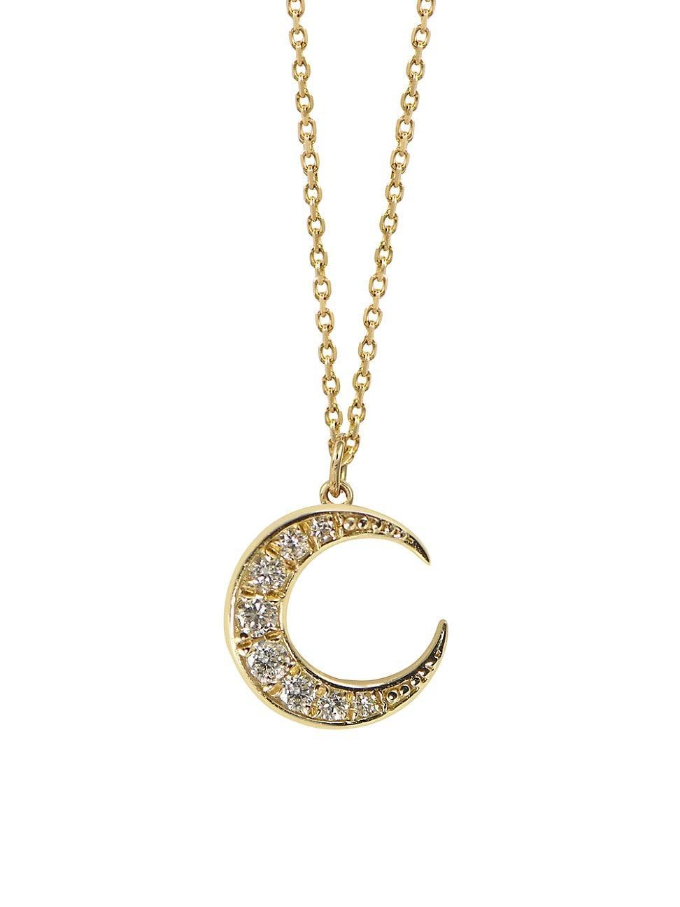 Womens Garden Of Eden 14K Yellow Gold & 0.16 TCW Natural Diamond Crescent Moon Pendant Necklace Product Image