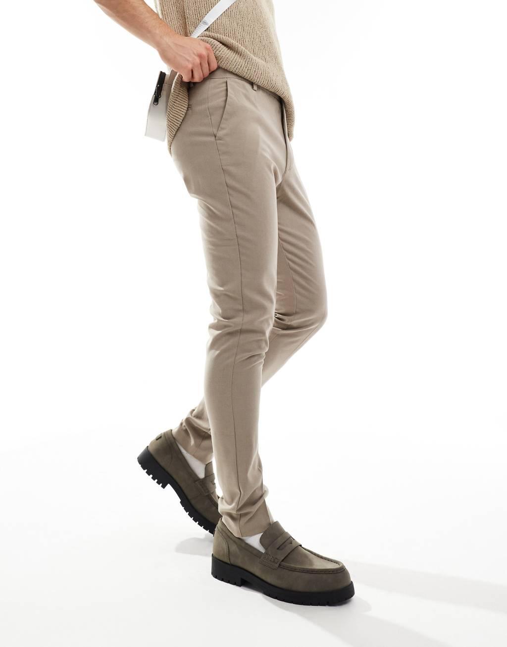 ASOS DESIGN slim fit dress pants in stone Product Image