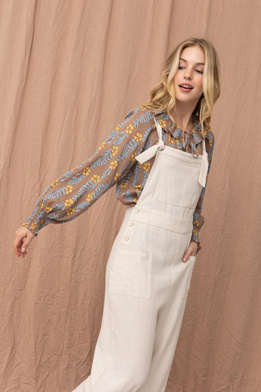 Linen Mix Jumpsuit Overalls Product Image