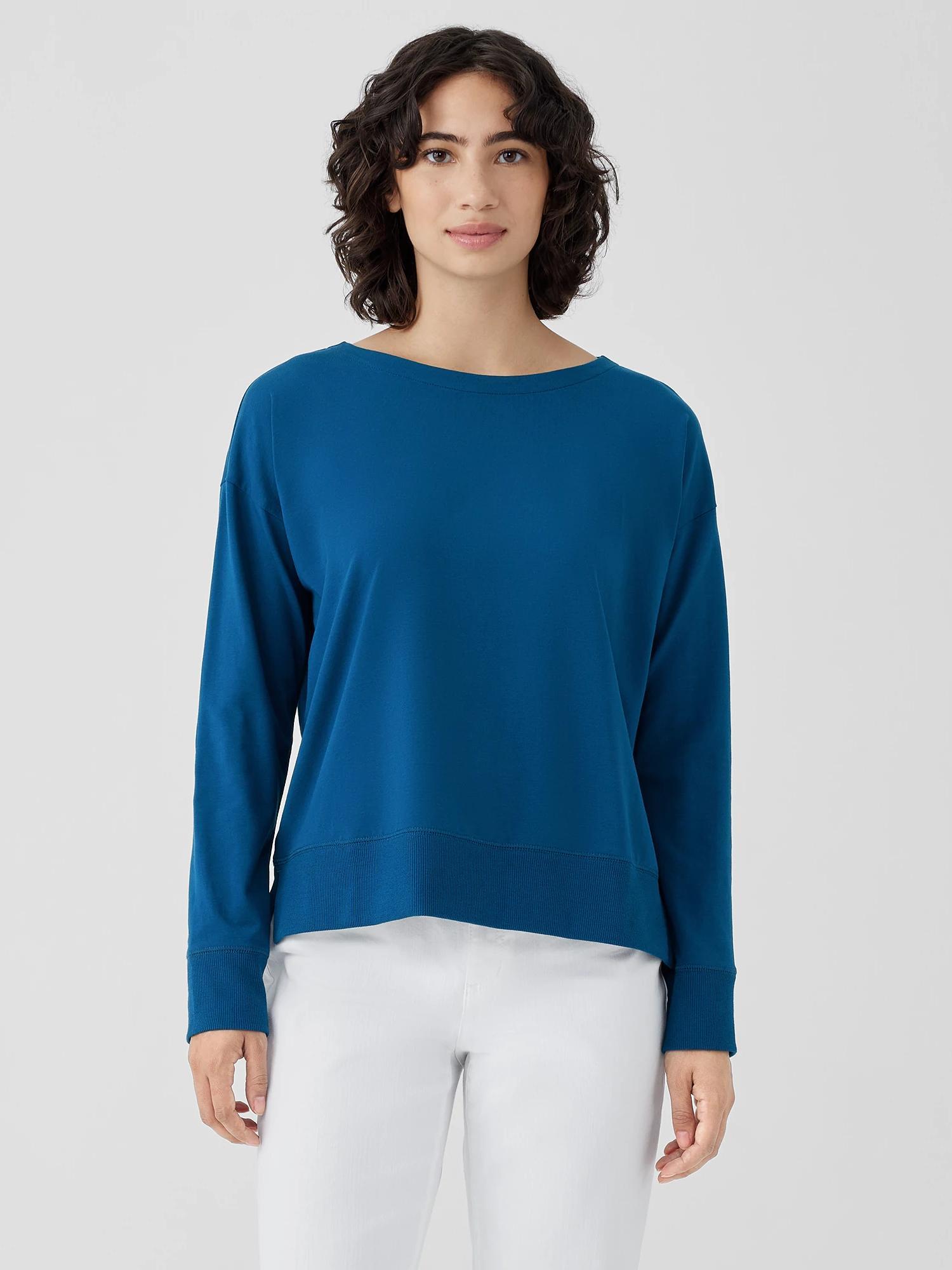 Pima Cotton Stretch Jersey Bateau Neck Top Product Image