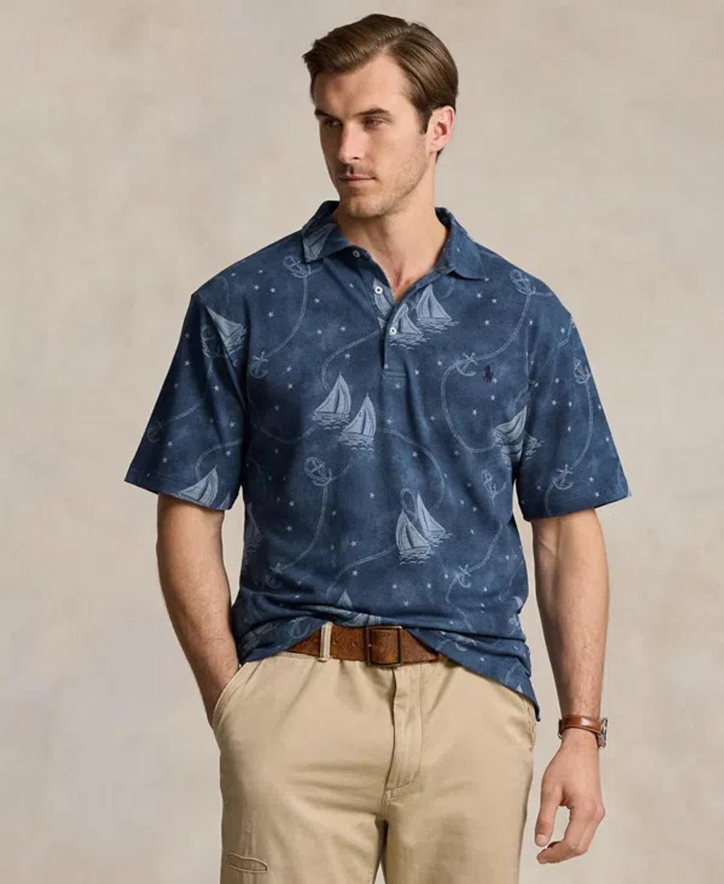 Men's Big & Tall Nautical Mesh Polo Shirt In Oceans Voyage,light Chambray H Product Image