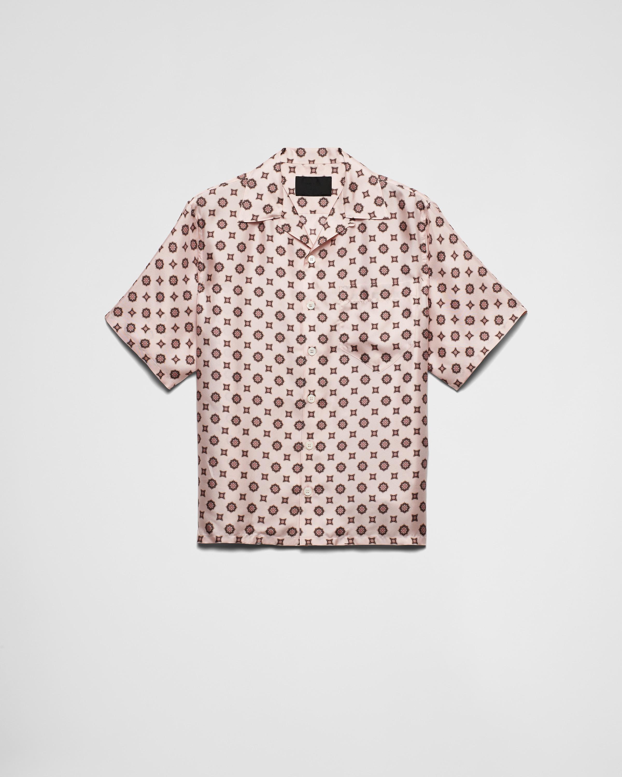 Short-sleeved printed silk shirt Product Image