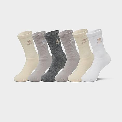 adidas Originals Mens Trefoil Neutrals 6 Pack Crew Socks - White/White Product Image