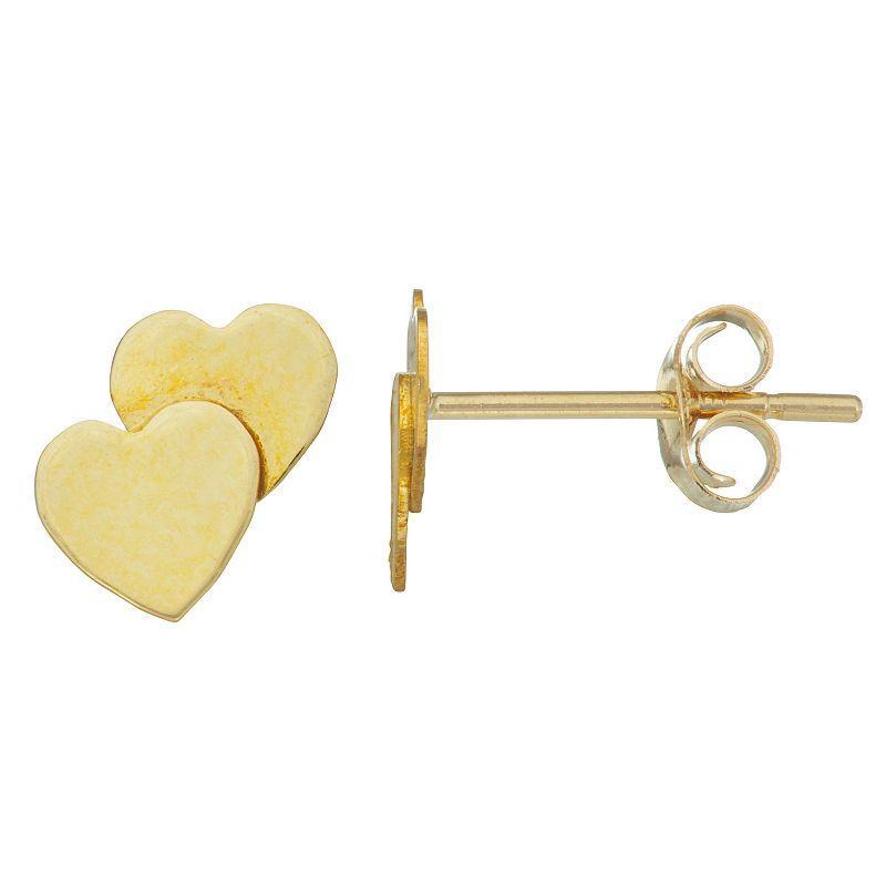 Taylor Grace 10k Gold Double Heart Stud Earrings, Womens Product Image