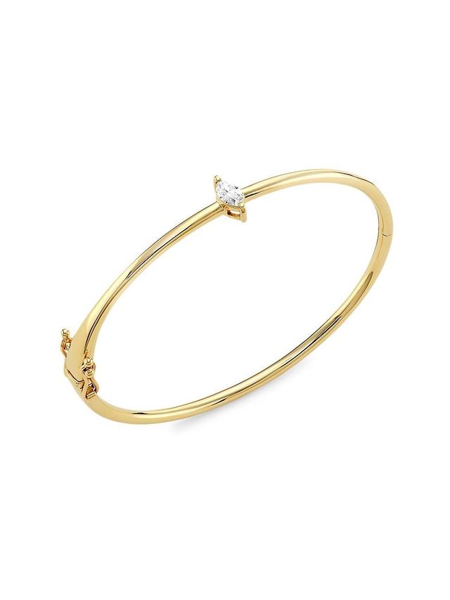 Womens 14K Yellow Gold & 0.37 TCW Diamond Hinged Bangle Product Image