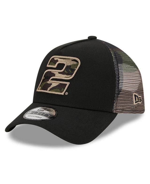 Mens New Era  Black Austin Cindric  Camo 9FORTY A-Frame Trucker Adjustable Hat Product Image