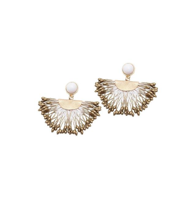 Sohi Womens Silver Embellished Drop Earrings Product Image