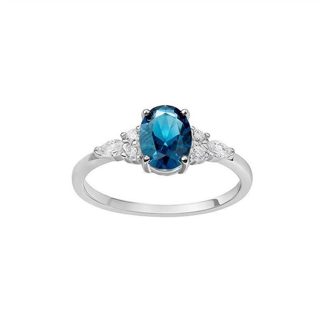 PRIMROSE Sterling Silver Oval Blue Nano & Marquise Cubic Zirconia Cluster Ring, Womens Product Image