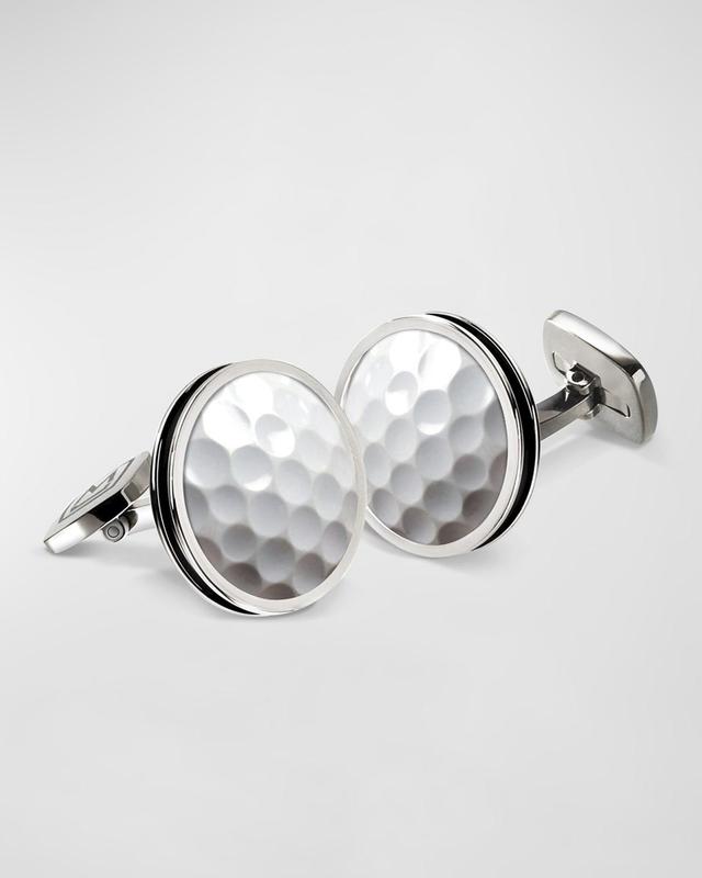 Mens Stainless Steel Golf Ball Round Cufflinks Product Image